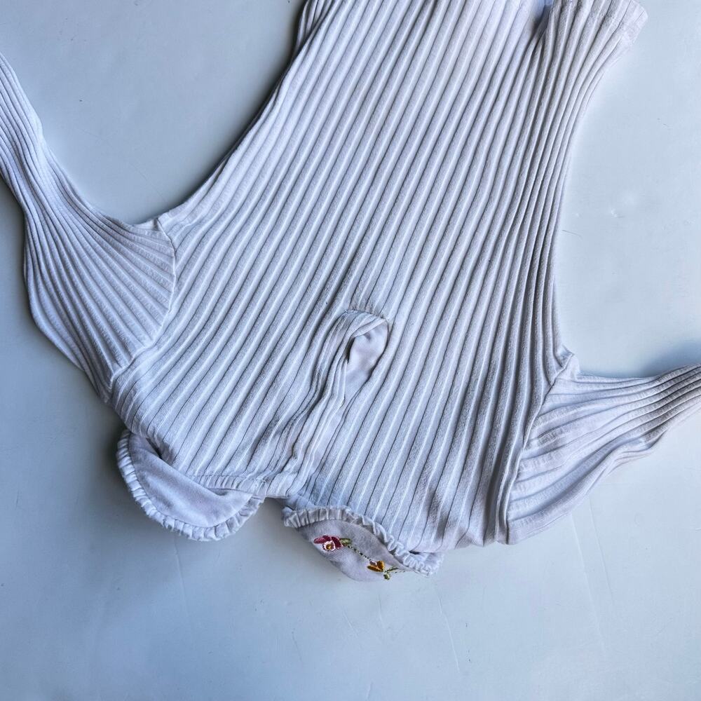 Mayoral White Ribbed Top with Floral Embroidery - 36 Months - Picture 5 of 5